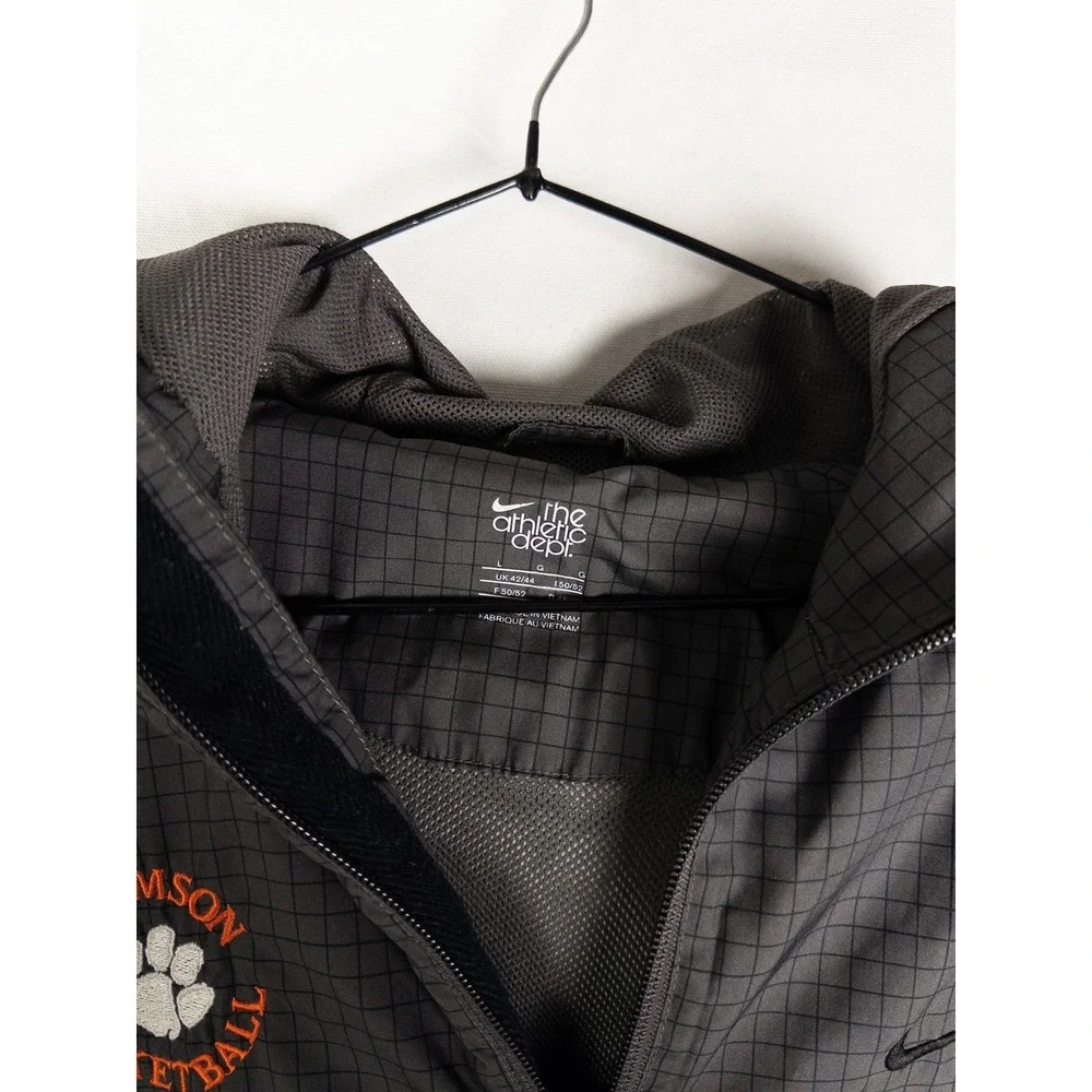 Nike The Athletic Dept Clemson Basketball Jacket Mens L Gray Check Full Zip Mesh